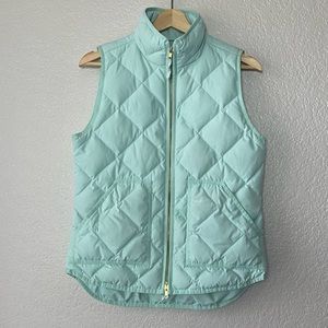 J. Crew Quilted Aqua Blue Puffer Vest Size XS Winter Layering Snow Ski Hiking